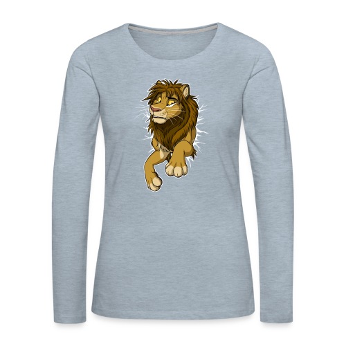 STUCK Lion (white cracks) - Women's Premium Slim Fit Long Sleeve T-Shirt