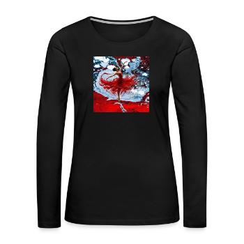 Crimson Dancer Over Marble Swirl - Women's Premium Slim Fit Long Sleeve T-Shirt - black - Front - Julia (174cm)