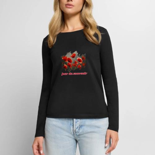 Remembrance Day with Poppies - Women's Premium Slim Fit Long Sleeve T-Shirt