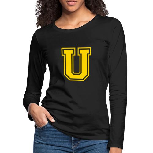 Letter U – Capital Athletic Alphabet Monogram - Women's Premium Slim Fit Long Sleeve T-Shirt