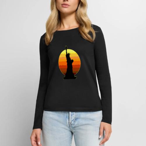 USA: Golden Horizon Liberty - Women's Premium Slim Fit Long Sleeve T-Shirt