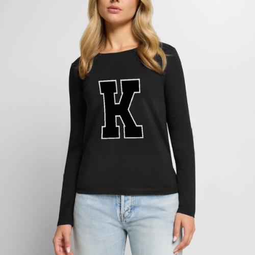 Varsity Letter K Collegiate Font Design - Women's Premium Slim Fit Long Sleeve T-Shirt