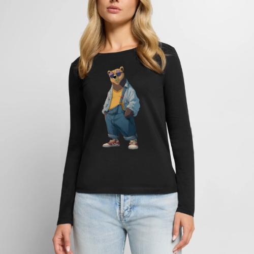 Fashion Streetwear Bear Cartoon Art - Women's Premium Slim Fit Long Sleeve T-Shirt