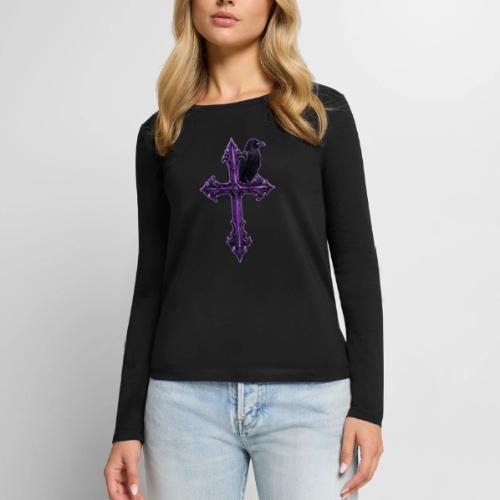Gothix Raven Cross - Women's Premium Slim Fit Long Sleeve T-Shirt