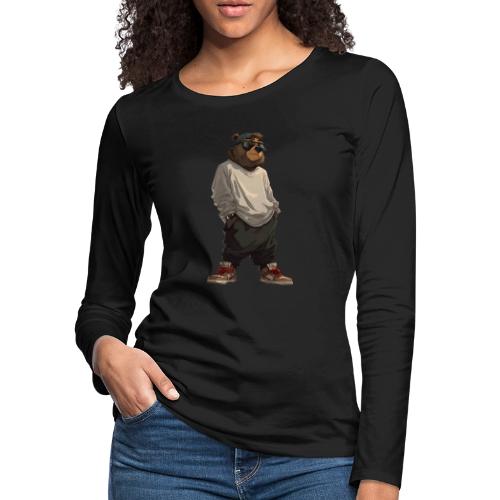 Urban Streetwear Bear Cool Apparel Design - Women's Premium Slim Fit Long Sleeve T-Shirt