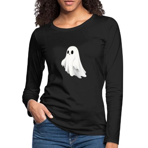 Cute Ghost Cartoon Design - Women's Premium Slim Fit Long Sleeve T-Shirt
