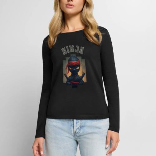 Cartoon Ninja Vibes - Women's Premium Slim Fit Long Sleeve T-Shirt
