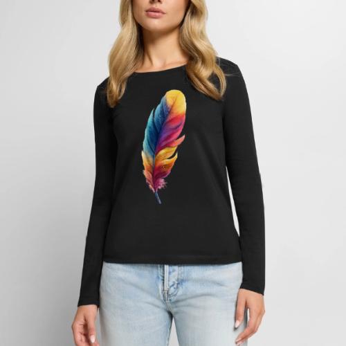Rainbow Flight Feather - Women's Premium Slim Fit Long Sleeve T-Shirt