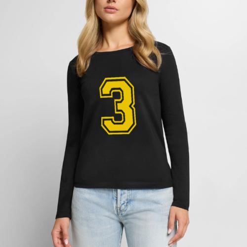 Number 3 in a classic athletic collegiate font - Women's Premium Slim Fit Long Sleeve T-Shirt