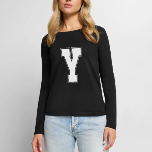 White Letter Y – Varsity Alphabet Monogram - Women's Premium Slim Fit Long Sleeve T-Shirt
