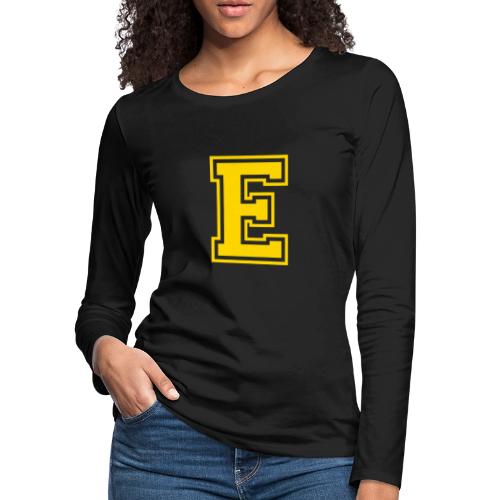 Letter E – Capital Athletic Alphabet Monogram - Women's Premium Slim Fit Long Sleeve T-Shirt