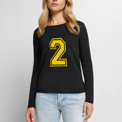 Number 2 in a classic athletic collegiate font - Women's Premium Slim Fit Long Sleeve T-Shirt