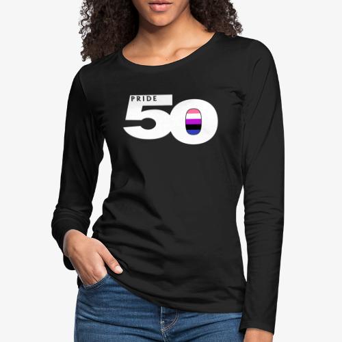 50 Pride Genderfluid Pride Flag - Women's Premium Slim Fit Long Sleeve T-Shirt