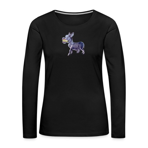 Funny Keep Smiling Donkey - Women's Premium Slim Fit Long Sleeve T-Shirt