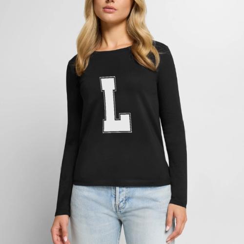 White Letter L – Varsity Alphabet Monogram - Women's Premium Slim Fit Long Sleeve T-Shirt