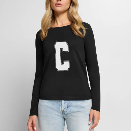 White Letter C – Varsity Alphabet Monogram - Women's Premium Slim Fit Long Sleeve T-Shirt