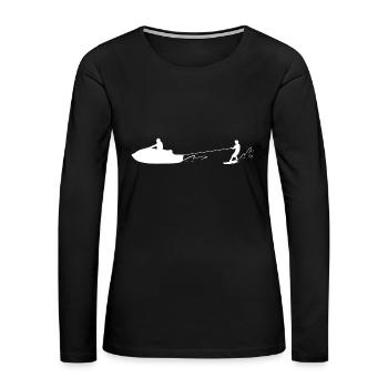 Water Skiing - Women's Premium Slim Fit Long Sleeve T-Shirt - black - Front - Julia (174cm)