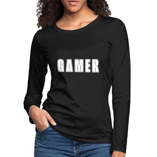 Gamer Collegiate White Text Design - Women's Premium Slim Fit Long Sleeve T-Shirt