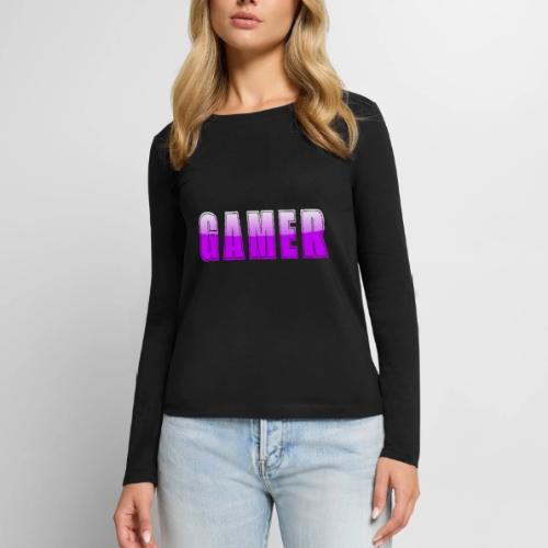 Gamer Purple Glossy Collegiate Design - Women's Premium Slim Fit Long Sleeve T-Shirt