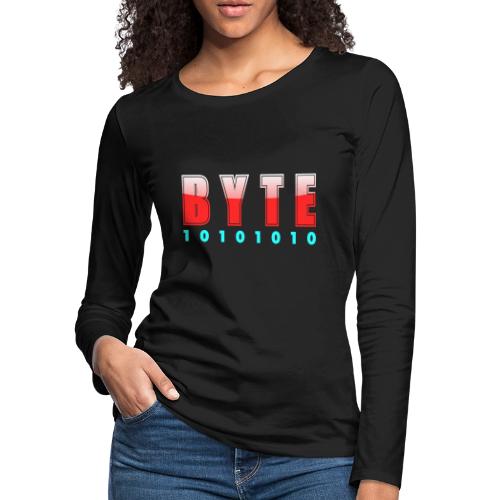 BYTE Binary Code Design - Women's Premium Slim Fit Long Sleeve T-Shirt
