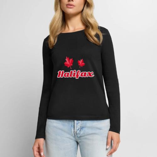 Halifax with two red maple leaves - Women's Premium Slim Fit Long Sleeve T-Shirt