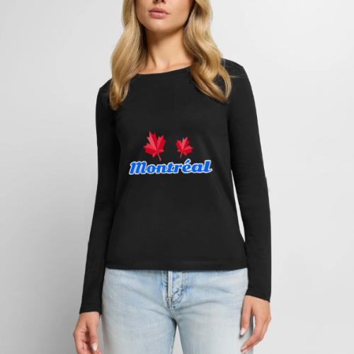 Montréal with two red maple leaves - Women's Premium Slim Fit Long Sleeve T-Shirt