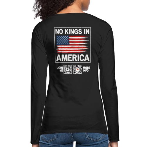 No Kings In America (white, back) - Women's Premium Slim Fit Long Sleeve T-Shirt