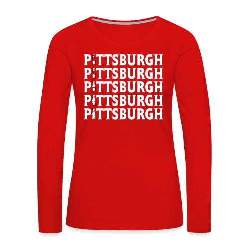 Ketch Up in PGH (Red) - Women's Premium Slim Fit Long Sleeve T-Shirt