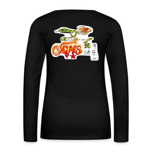 Lunar New Year 2025 MS Design Winner: Claire Y - Women's Premium Slim Fit Long Sleeve T-Shirt