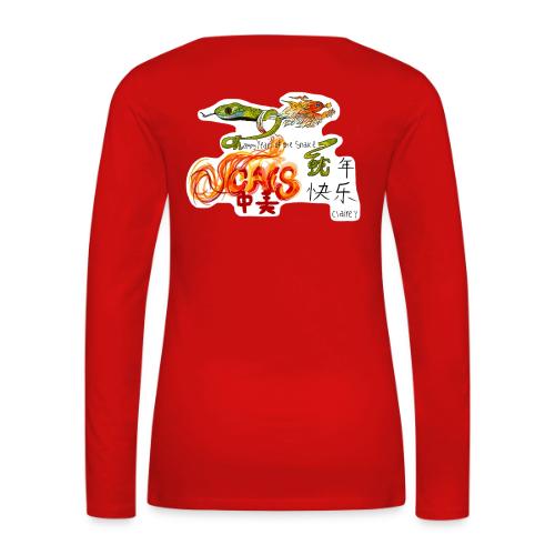 Lunar New Year 2025 MS Design Winner: Claire Y - Women's Premium Slim Fit Long Sleeve T-Shirt