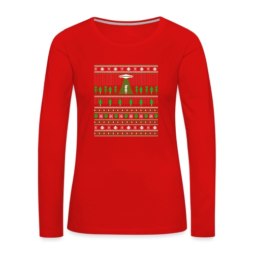 UFO ALIEN UGLY Christmas - Women's Premium Slim Fit Long Sleeve T-Shirt