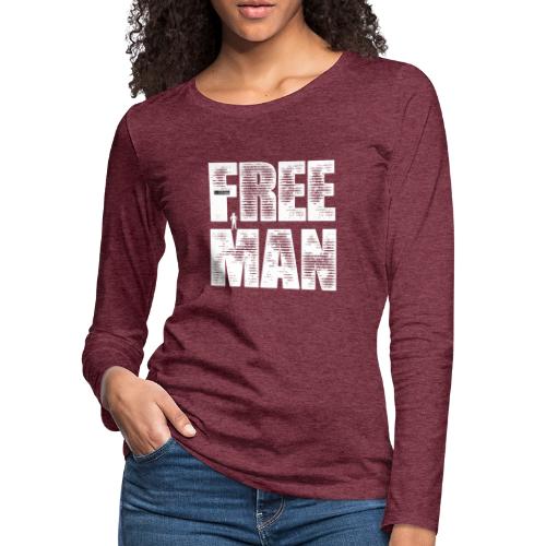 FREE MAN - White Graphic - Women's Premium Slim Fit Long Sleeve T-Shirt