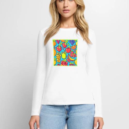 Fruitful Pattern Design - Women's Premium Slim Fit Long Sleeve T-Shirt