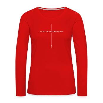 The Way The Truth The Life John 14:6 Jesus Cross - Women's Premium Slim Fit Long Sleeve T-Shirt - red - Front - Danielle (179cm)