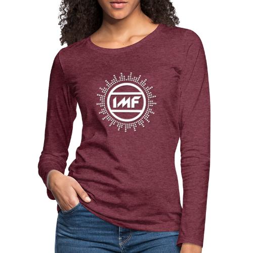 IMF Sunburst Logo in White - Women's Premium Slim Fit Long Sleeve T-Shirt