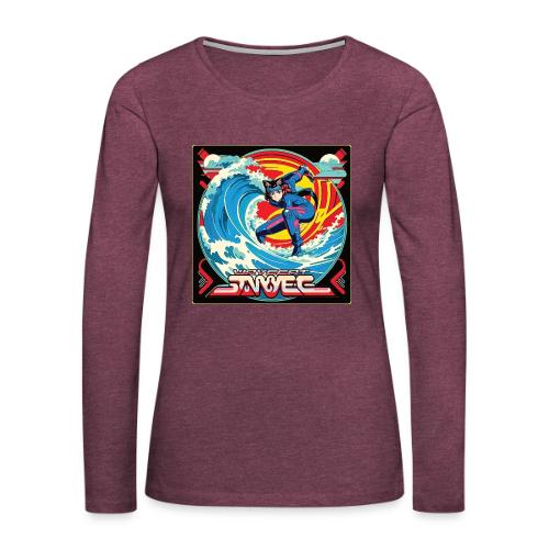 Anime Wavecat Surfer - Women's Premium Slim Fit Long Sleeve T-Shirt