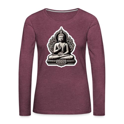 The Buddha Displaying Hand Mudra - Women's Premium Slim Fit Long Sleeve T-Shirt