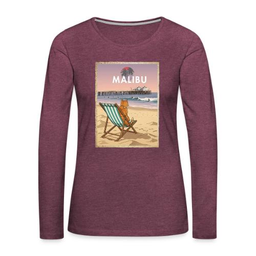 Malibu Beach cat - Women's Premium Slim Fit Long Sleeve T-Shirt