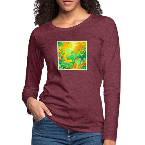 Tropical Foliage Abstract - Women's Premium Slim Fit Long Sleeve T-Shirt