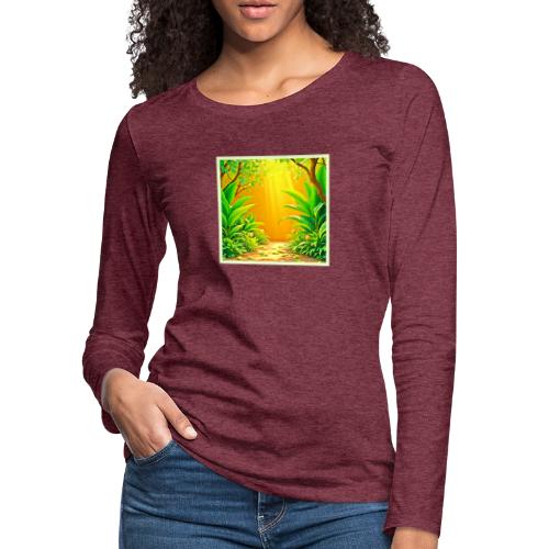 Sunny Nature Path Art - Women's Premium Slim Fit Long Sleeve T-Shirt