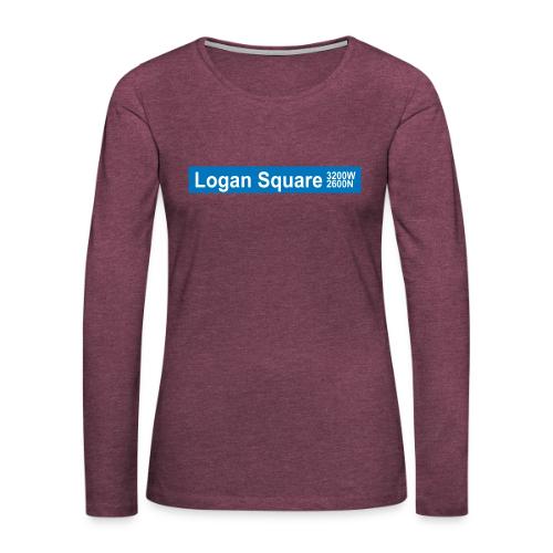 Logan Square CTA Blue Line - Women's Premium Slim Fit Long Sleeve T-Shirt