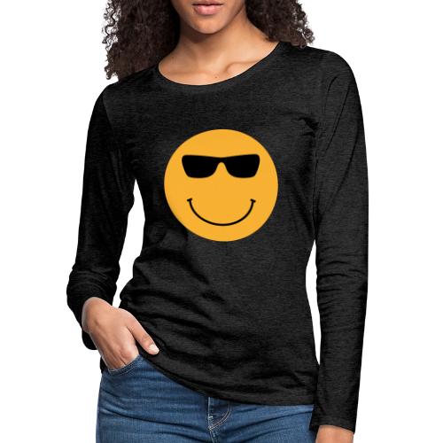 Orange Face with Sunglasses - Women's Premium Slim Fit Long Sleeve T-Shirt