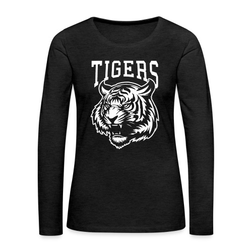 Tigers Mascot Logo for School Sports Team - Women's Premium Slim Fit Long Sleeve T-Shirt