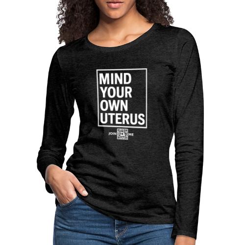 Uterus (white, front-facing) - Women's Premium Slim Fit Long Sleeve T-Shirt