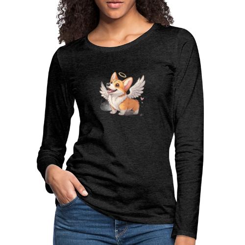 Angel Wings Corgi - Women's Premium Slim Fit Long Sleeve T-Shirt