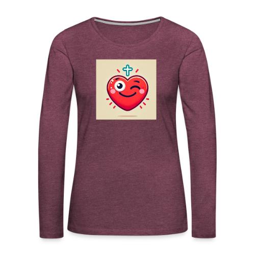 DALLE 2025 09 13 15 56 10 A winking heart sh - Women's Premium Slim Fit Long Sleeve T-Shirt
