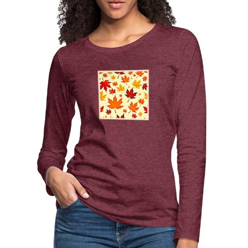 Seamless Fall Foliage Design - Women's Premium Slim Fit Long Sleeve T-Shirt