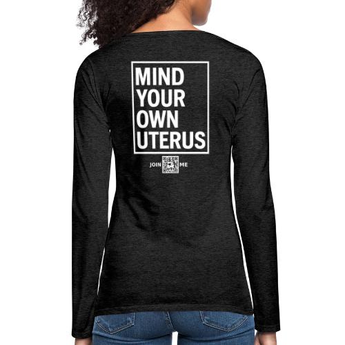 Uterus (white, back-facing) - Women's Premium Slim Fit Long Sleeve T-Shirt
