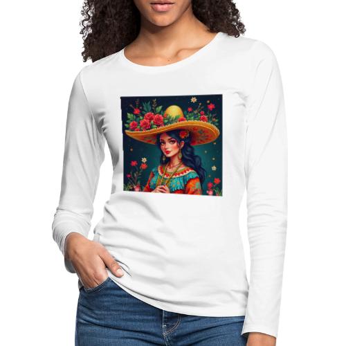 Mexican Design, Regional Mexican Charro Woman - Women's Premium Slim Fit Long Sleeve T-Shirt