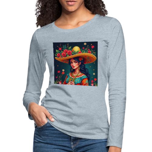 Mexican Design, Regional Mexican Charro Woman - Women's Premium Slim Fit Long Sleeve T-Shirt